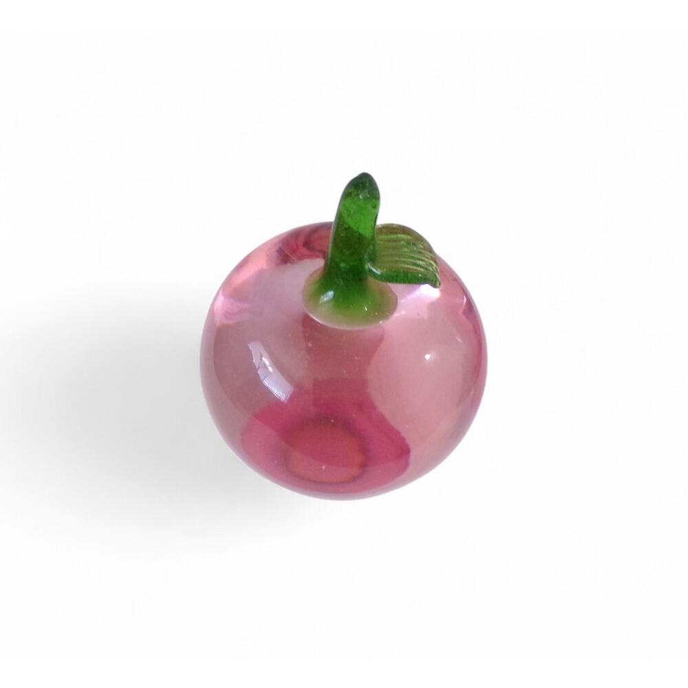 Glass Heavyweight Pink Apple Paperweight Decorative 4" x 3" - Picture 3 of 3